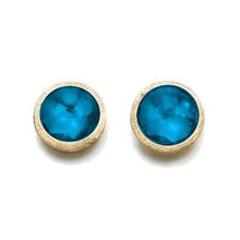 Load image into Gallery viewer, Marco Bicego Jaipur Color 18K Yellow Gold Gemstone Stud Earrings London Blue Topaz - Luce Jewelry