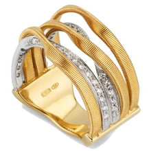 Load image into Gallery viewer, Marco Bicego Marrakech 18K Yellow Gold 5-Band Coil Ring With Diamonds - Luce Jewelry