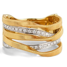Load image into Gallery viewer, Marco Bicego Marrakech 18K Yellow Gold 5-Band Coil Ring With Diamonds - Luce Jewelry