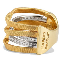 Load image into Gallery viewer, Marco Bicego Marrakech 18K Yellow Gold 5-Band Coil Ring With Diamonds - Luce Jewelry