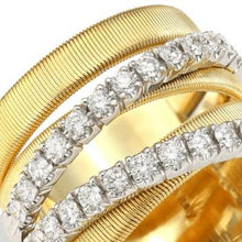 Load image into Gallery viewer, Marco Bicego Masai Five Row Crossover Ring Diamond Yellow Gold - Luce Jewelry