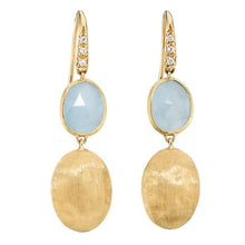 Load image into Gallery viewer, Marco Bicego Siviglia 18K Yellow Gold Aquamarine Earrings with Diamond Hook - Luce Jewelry