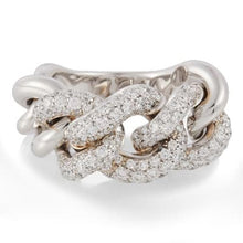 Load image into Gallery viewer, Pomellato Catene Gourmette Link White Gold Ring With Diamonds - Luce Jewelry