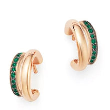 Load image into Gallery viewer, Pomellato Together Twin-Hoop Earrings Rose Gold Emerald - Luce Jewelry