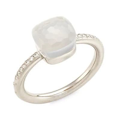 Pomellato Nudo リング ホワイト系　ミルキークオーツ　#52 pomellato-nudo-milky-petit-