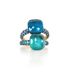 Load image into Gallery viewer, Pomellato Nudo Ring Deep Blue London Blue Topaz Turquoise Blue Topaz - Luce Jewelry