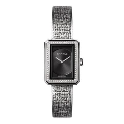 Chanel Boy-Friend Tweed S Diamond Bezel H4877 - Luce Jewelry