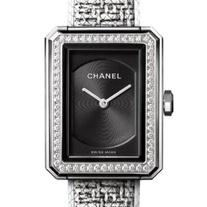 Chanel Boy-Friend Tweed S Diamond Bezel H4877 - Luce Jewelry