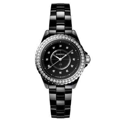 Chanel J12 Black Ceramic Diamond Bezel 33mm H6419 - Luce Jewelry