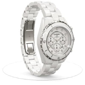 Chanel J12 White Ceramic 41mm Chronograph Diamond Index H2009 - Luce Jewelry