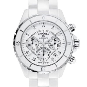 Chanel J12 White Ceramic 41mm Chronograph Diamond Index H2009 - Luce Jewelry