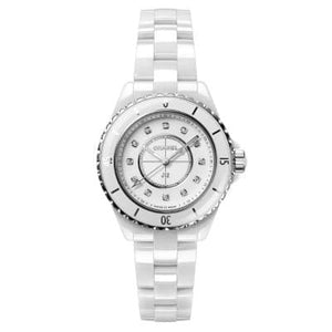 Chanel J12 White Ceramic Diamond Index 33mm H5703 - Luce Jewelry