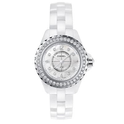 Chanel J12 White Ceramic Diamond Mother-Of-Pearl Dial 29mm H2572 - Luce Jewelry