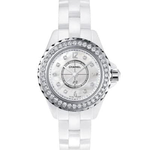 Chanel J12 White Ceramic Diamond Mother-Of-Pearl Dial 29mm H2572 - Luce Jewelry