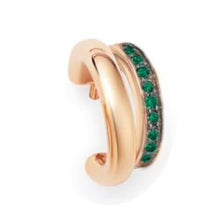 Load image into Gallery viewer, Pomellato Together Twin-Hoop Earrings Rose Gold Emerald-image3
