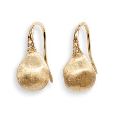 Marco Bicego Africa 18K Yellow Gold and Diamond Small French Wire Earrings - Luce Jewelry