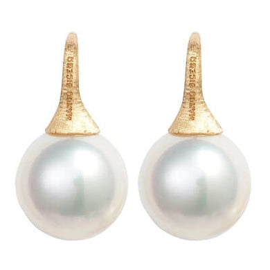 Marco Bicego Africa 18K Yellow Gold and Pearl French Wire Earrings - Luce Jewelry