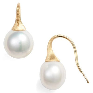 Marco Bicego Africa 18K Yellow Gold and Pearl French Wire Earrings - Luce Jewelry