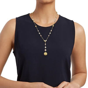 Marco Bicego Africa 18K Yellow Gold and Pearl Lariat - Luce Jewelry