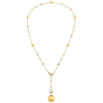 Marco Bicego Africa 18K Yellow Gold and Pearl Lariat - Luce Jewelry