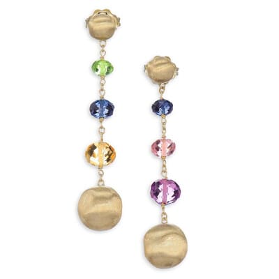 Marco Bicego Africa 18K Yellow Gold Mixed Gemstone Drop Earrings - Luce Jewelry