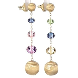 Marco Bicego Africa 18K Yellow Gold Mixed Gemstone Drop Earrings - Luce Jewelry