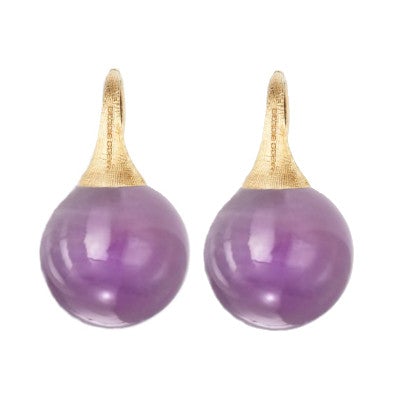 Marco Bicego Africa Boule 18K Yellow Gold and Dark Amethyst French Wire Earrings - Luce Jewelry