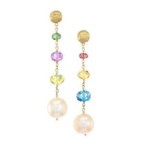 Marco Bicego Africa Drop Earrings Mixed Gemstone Pearl - Luce Jewelry