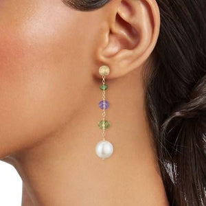 Marco Bicego Africa Drop Earrings Mixed Gemstone Pearl - Luce Jewelry