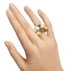 Marco Bicego Africa Small Cocktail Ring Mixed Gemstone Pearl - Luce Jewelry