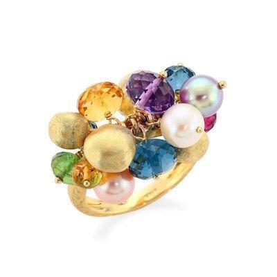 Marco Bicego Africa Small Cocktail Ring Mixed Gemstone Pearl - Luce Jewelry