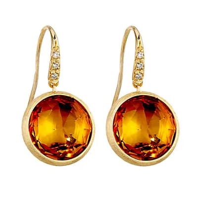 Marco Bicego Jaipur Color 18K Yellow Gold and Diamond Small Drop Earrings Citrin - Luce Jewelry