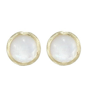 Marco Bicego Jaipur Color 18K Yellow Gold and Mother of Pearl Large Stud Earrings - Luce Jewelry
