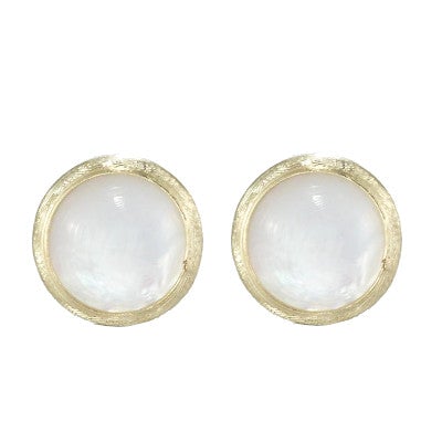 Marco Bicego Jaipur Color 18K Yellow Gold and Mother of Pearl Large Stud Earrings - Luce Jewelry