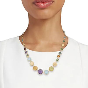 Marco Bicego Jaipur Color 18K Yellow Gold and Multicolored Gemstone Necklace - Luce Jewelry