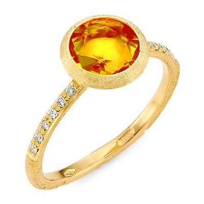 Marco Bicego Jaipur Color 18K Yellow Gold Gemstone and Diamond Stackable Citorine - Luce Jewelry