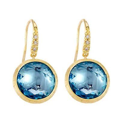 Marco Bicego Jaipur Color Diamond Accent Hook Earrings S Blue Topaz - Luce Jewelry