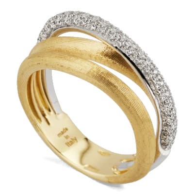 Marco Bicego Jaipur Gold 18K Yellow Gold 3-Strand Diamond Stackable Ring - Luce Jewelry