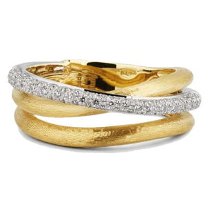 Marco Bicego Jaipur Gold 18K Yellow Gold 3-Strand Diamond Stackable Ring - Luce Jewelry