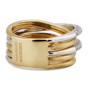 Marco Bicego Jaipur Gold 18K Yellow Gold 5-Strand Diamond Stackable Ring - Luce Jewelry