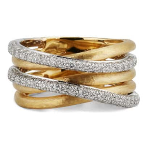 Marco Bicego Jaipur Gold 18K Yellow Gold 5-Strand Diamond Stackable Ring - Luce Jewelry