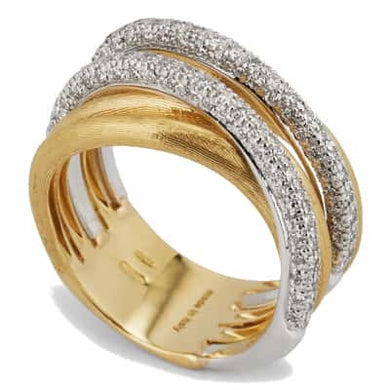 Marco Bicego Jaipur Gold 18K Yellow Gold 5-Strand Diamond Stackable Ring - Luce Jewelry