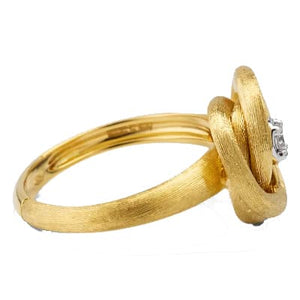 Marco Bicego Jaipur Gold 18K Yellow Gold Stackable Floral Ring With Diamond Center - Luce Jewelry