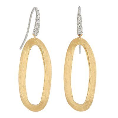 Marco Bicego Jaipur Link Oval Link Two-Tone Gold Hook Earrings - Luce Jewelry