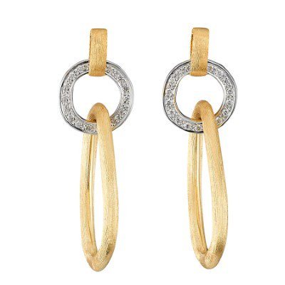 Marco Bicego Jaipur Link Two-Tone Gold Double Drop Earrings Diamond - Luce Jewelry