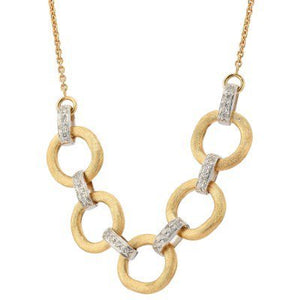 Marco Bicego Jaipur Link Two-Tone Gold Flat Link Half Collar Necklace Diamond - Luce Jewelry