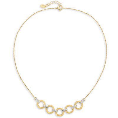 Marco Bicego Jaipur Link Two-Tone Gold Flat Link Half Collar Necklace Diamond - Luce Jewelry