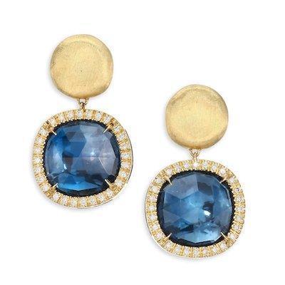 Marco Bicego Jaipur London Blue Topaz and Diamond Small Drop Earrings - Luce Jewelry