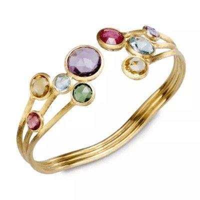 Marco Bicego Jaipur Mixed Gemstone Three Row Bangle Bracelet - Luce Jewelry