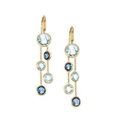 Marco Bicego Jaipur Two Strand Earrings Mixed Blue Topaz - Luce Jewelry